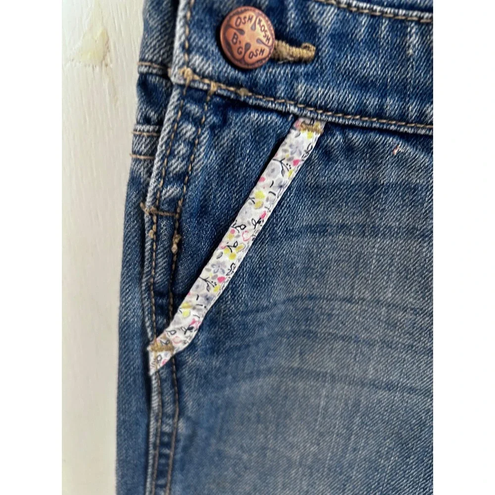 OshKosh Denim Shortalls 18M Blue Floral Trim Overalls Kids‎